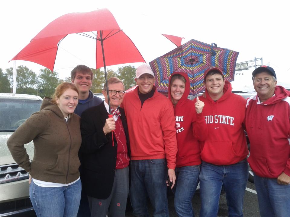 Political Science graduate students meet University President Gordon Gee at an Ohio State event.